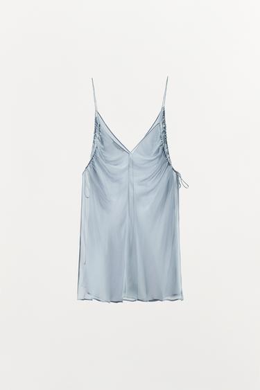 SEMI-SHEER DRAPED TOP - Blue by Zara - Image 3