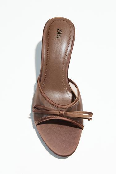 Zara MESH BOW SANDALS - Brown