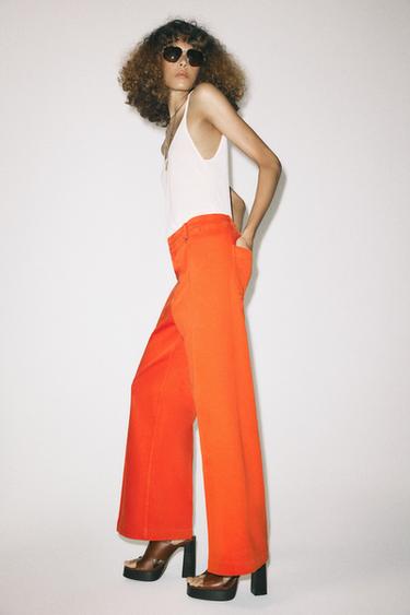 ZW COLLECTION FULL-LENGTH TROUSERS - Orange by Zara