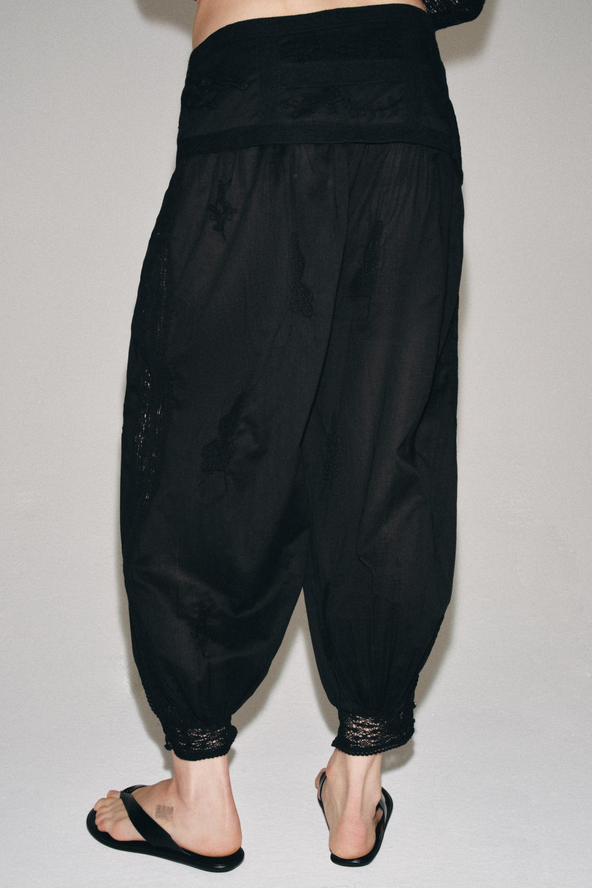Женские брюки Zara ZW COLLECTION EMBROIDERED BALLOON PANTS — фото 4
