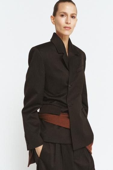 DOUBLE-BREASTED BLAZER ZW COLLECTION - Dark brown by Zara