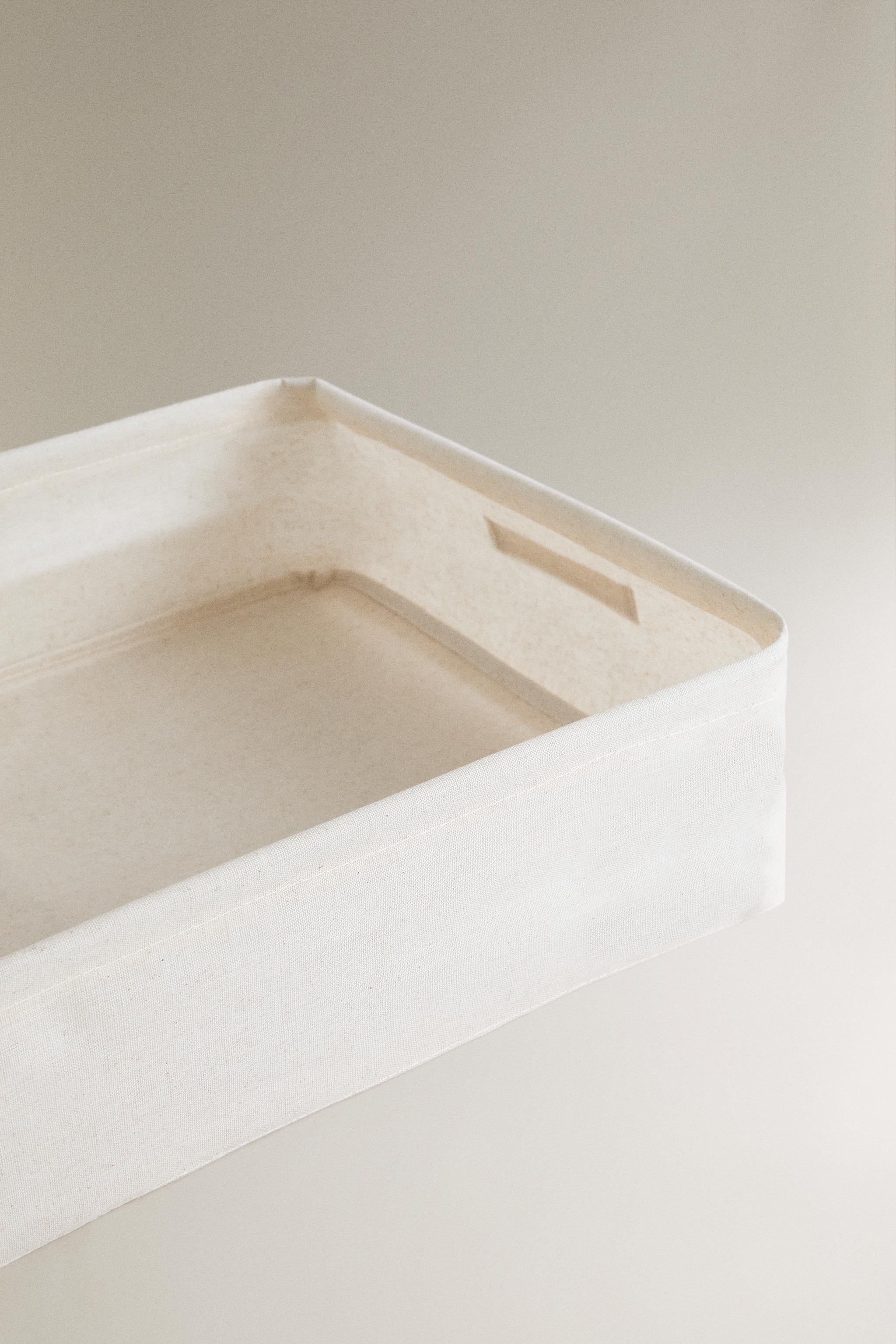 RESIN FINISH TEXTILE BASKET — Light beige