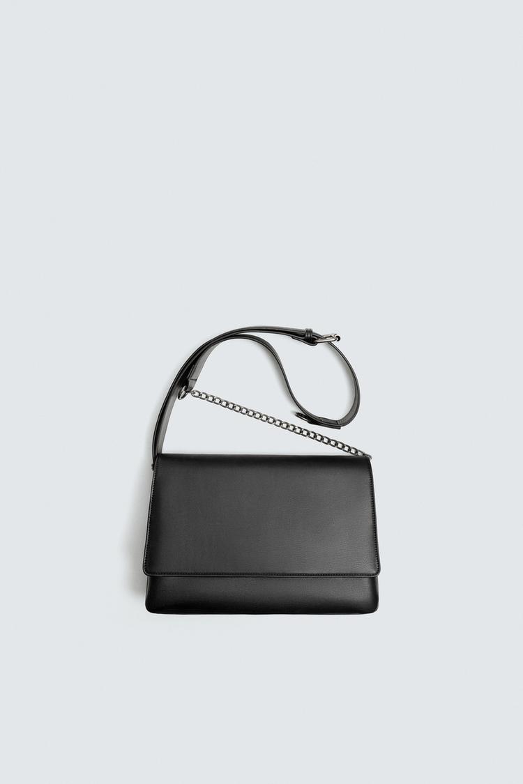Damentaschen Zara Tasche Schwarz Mit Kette Leather Bag Zara Tasche