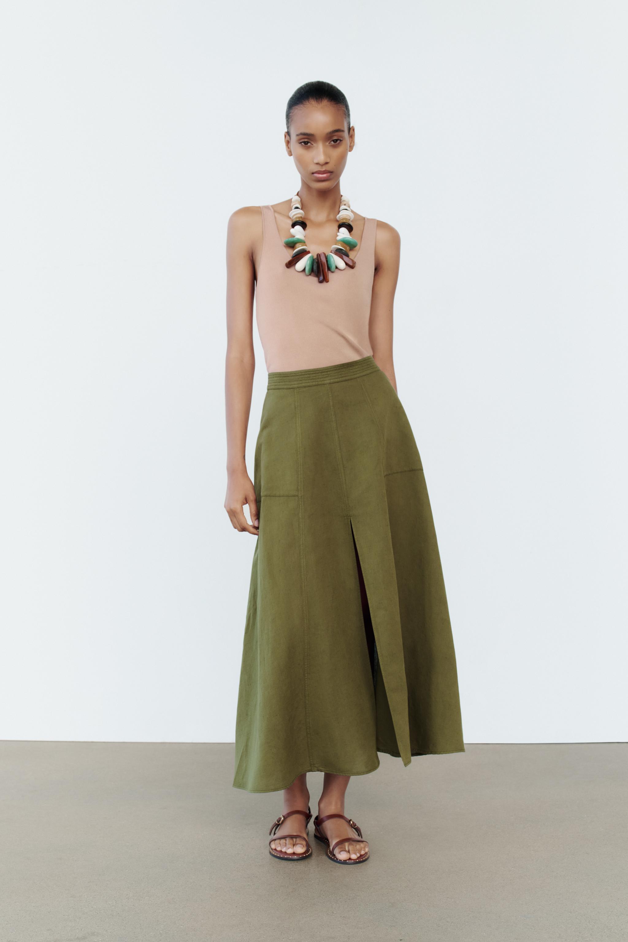 Plus size khaki skirt zara hotsell