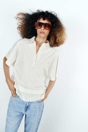 Zara COMBINED COTTON T-SHIRT - White