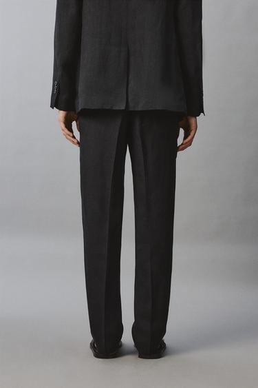 100% LINEN REGULAR FIT SUIT TROUSERS - Dark navy by Zara - Image 2