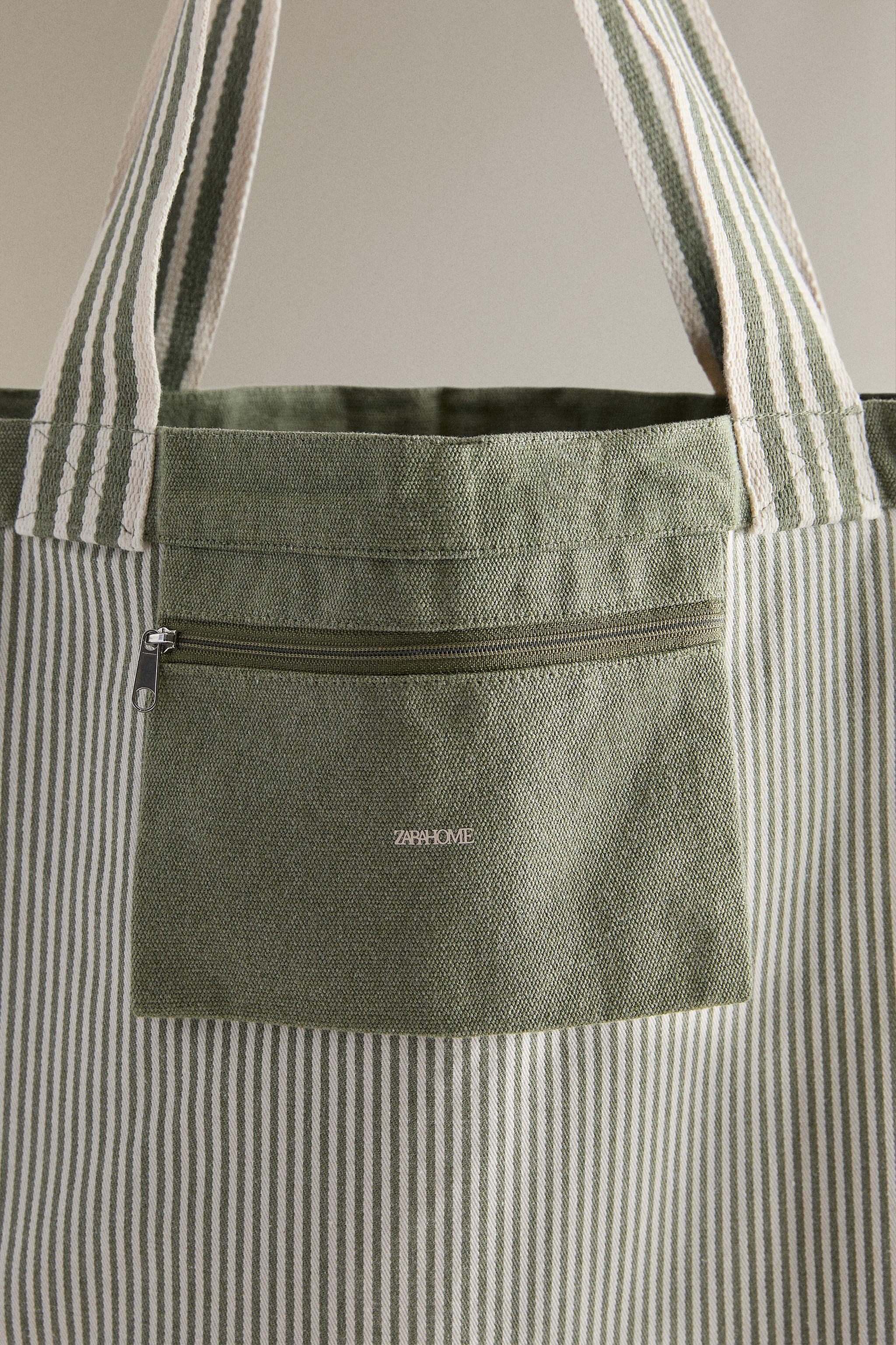 REVERSIBLE STRIPED FABRIC TOTE BAG - Ecru White | ZARA Turkey REVERSIBLE STRIPED FABRIC TOTE BAG - Ecru White | ZARA Turkey