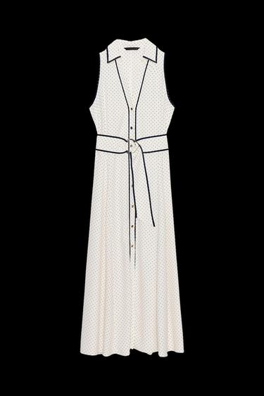 MIDI-HEMDBLUSENKLEID MIT TUPFENMUSTER - Cremefarben / Marineblau von Zara - Bild 0