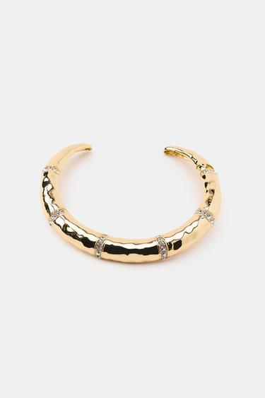 ENGRAVED SHIMMER CHOKER NECKLACE - Golden by Zara