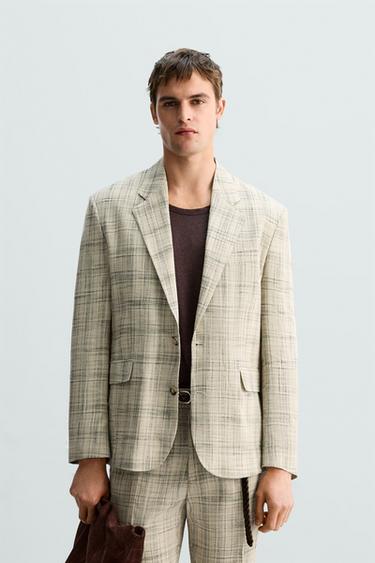 LIMITED EDITION CHECK SUIT BLAZER - Beige by Zara