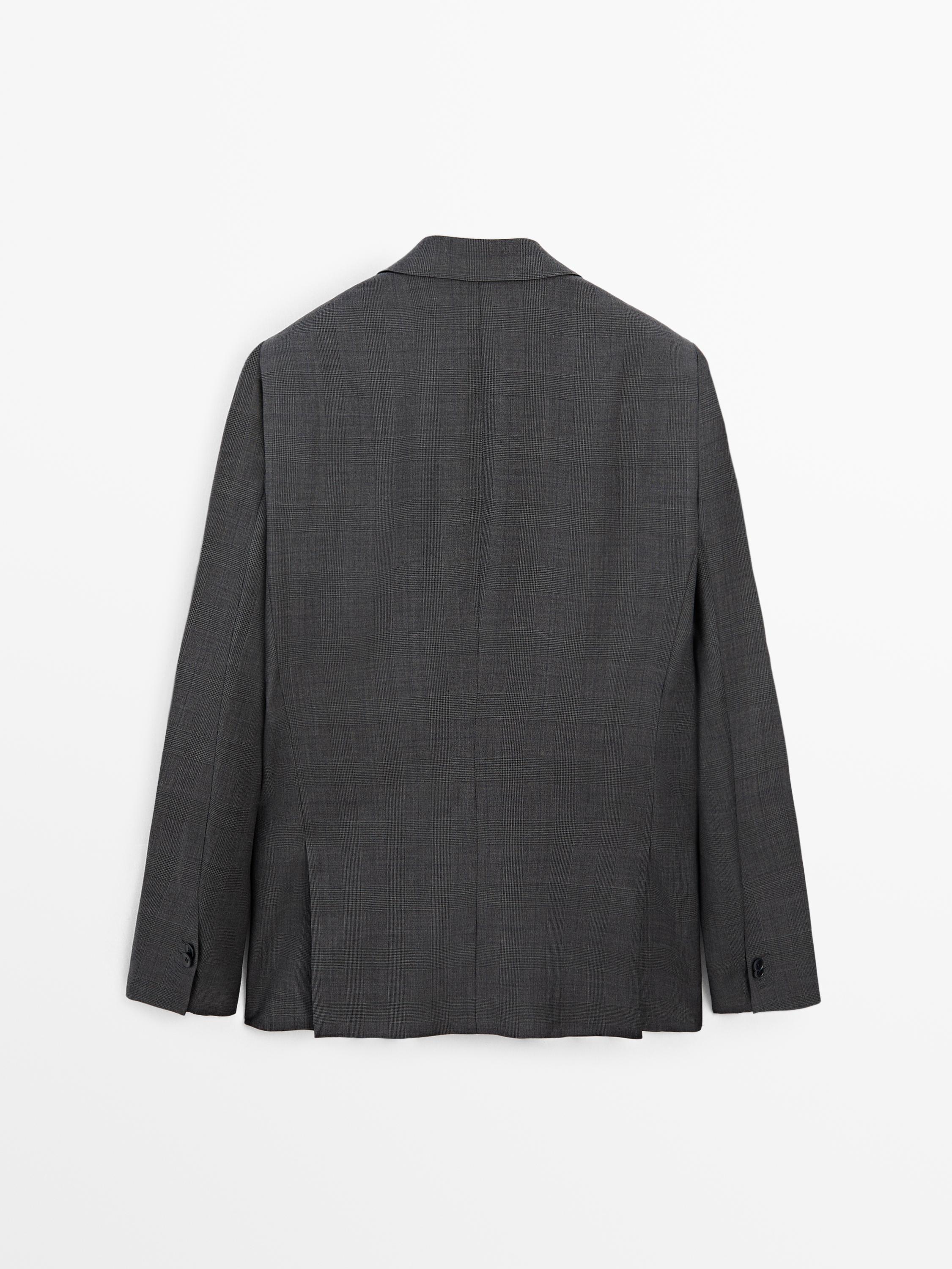 Veste de costume à carreaux 100 % laine
