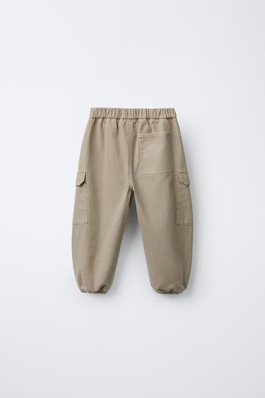 TWILL BALLOON FIT JOGGER TROUSERS - Sand by Zara - Image 1
