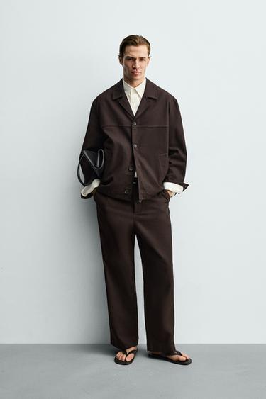 PANTALÓN BALLOON FIT ESTRUCTURA - Granate de Zara