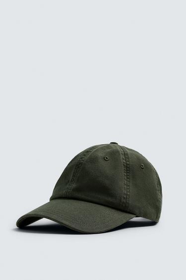 Zara WASHED COTTON CAP - Khaki