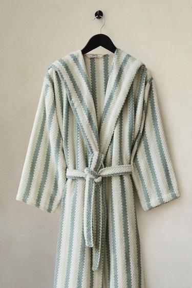 PEIGNOIR JACQUARD GÉOMÉTRIQUE - Bleu / Vert de Zara - Image 5