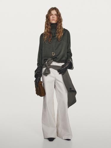 Zara Flowing short satin blouse - STUDIO - Dark green - Image 0