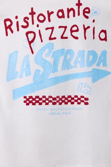 T-SHIRT IMPRIMÉ PIZZERIA - Rose pastel de Zara - Image 3
