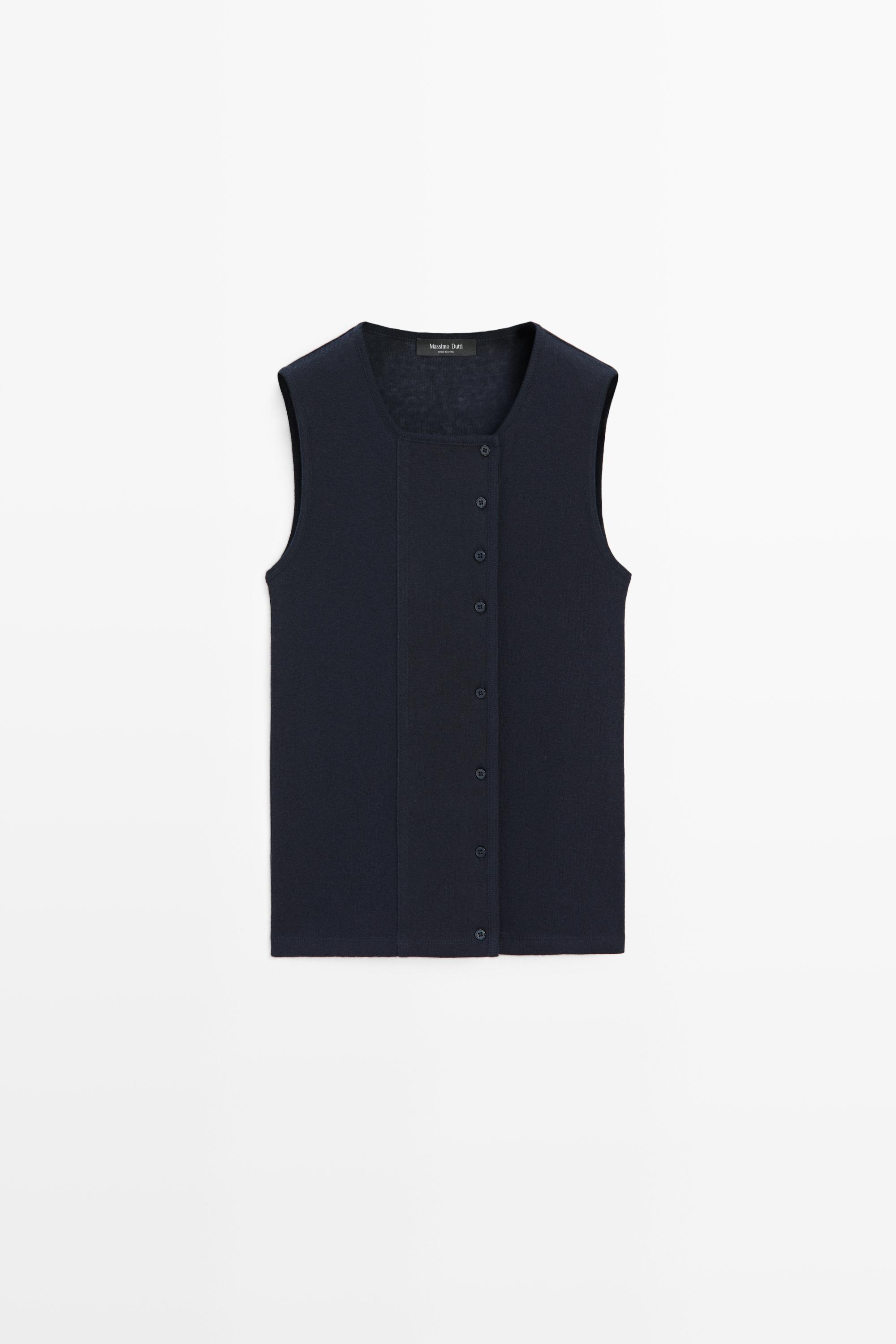 Sleeveless suede cotton-blend knit top