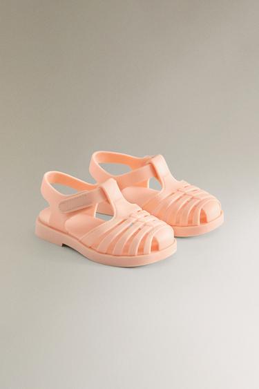 RUBBERISED CAGE SANDALS WITH HOOK-AND-LOOP STRAP - Pink by Zara - Image 1