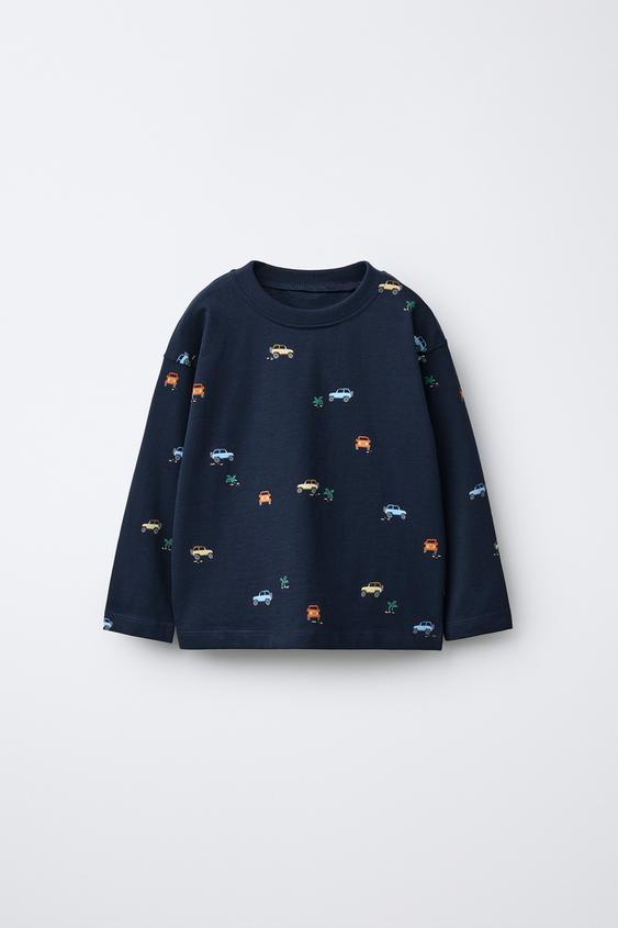 CAR PRINT T-SHIRT - Navy blue by Zara - Image 0