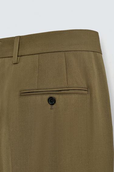 LIMITED EDITION SUIT TROUSERS WITH PLEATS - Dark olive by Zara - Image 9