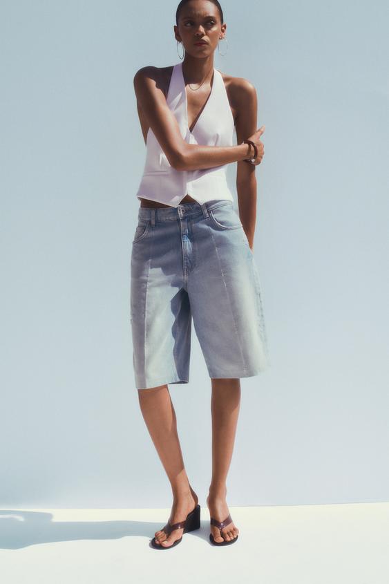 TOP GILET HALTER FOULARD IMPRIMÉ - Blanc de Zara - Image 0