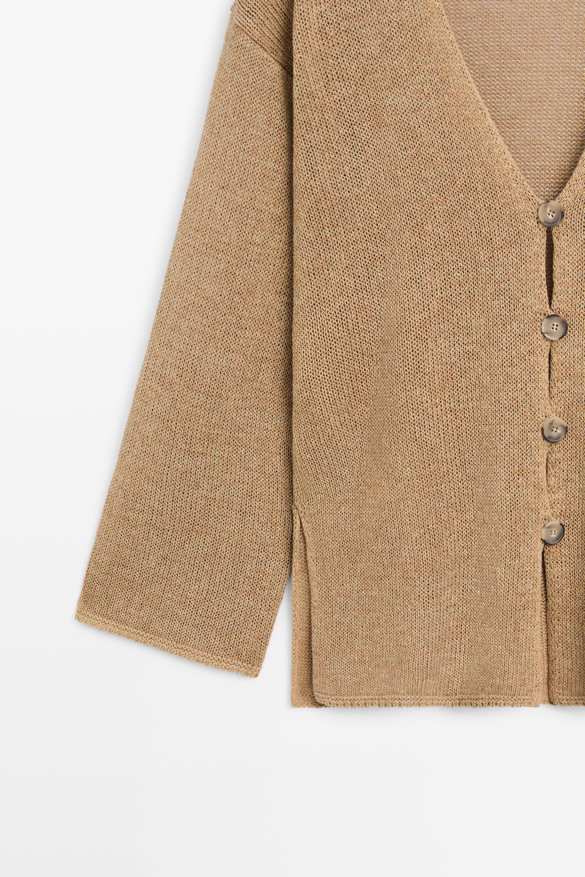 Long knit V-neck cardigan