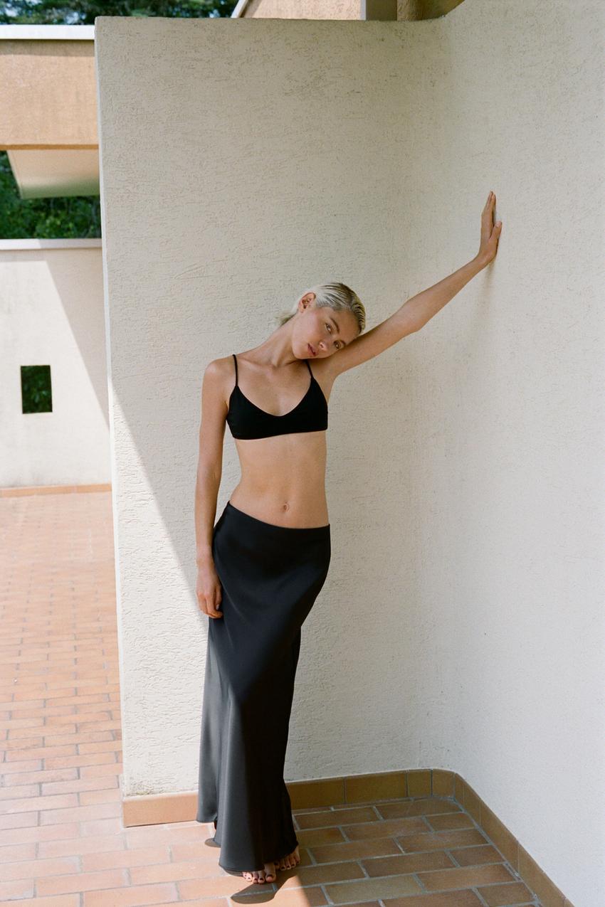 SATIN MIDI SKIRT