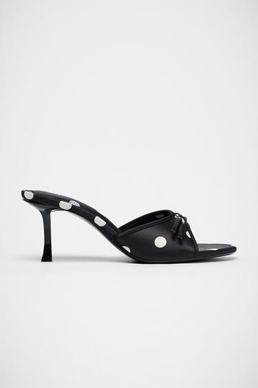 SATIN-EFFECT POLKA DOT SANDALS - Black by Zara