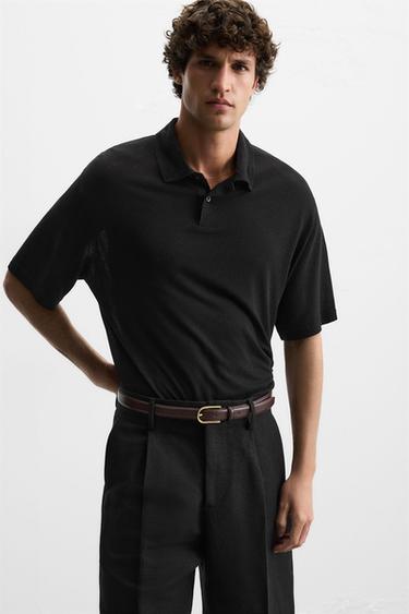 POLO VISCOSE - LIN - Noir de Zara - Image 5