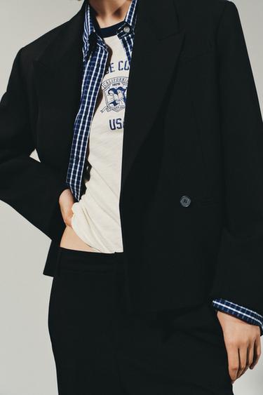 Zara OVERSIZED BASIC BLAZER - Black