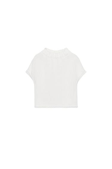 GATHERED NECK KNIT TOP - White by Zara