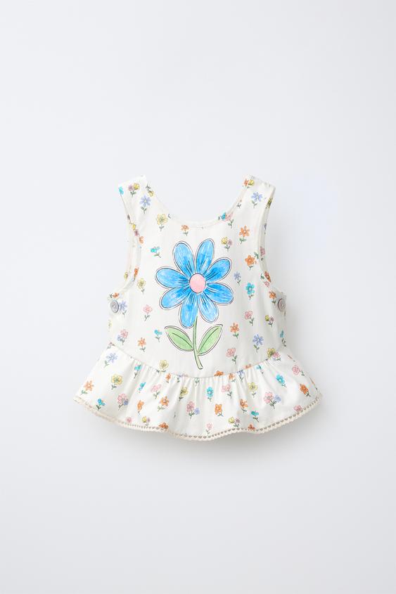 FLORAL PRINT TOP - Ecru by Zara - Image 0