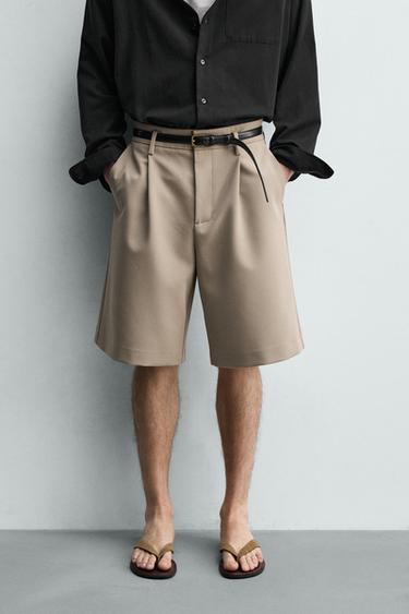 FLIESSENDE BERMUDASHORTS MIT ZIERFALTEN - Helles Rostbraun von Zara