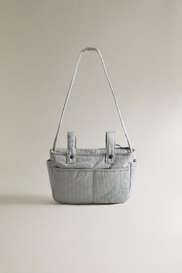 STRIPED COTTON MATERNITY BAG - Grey Zara