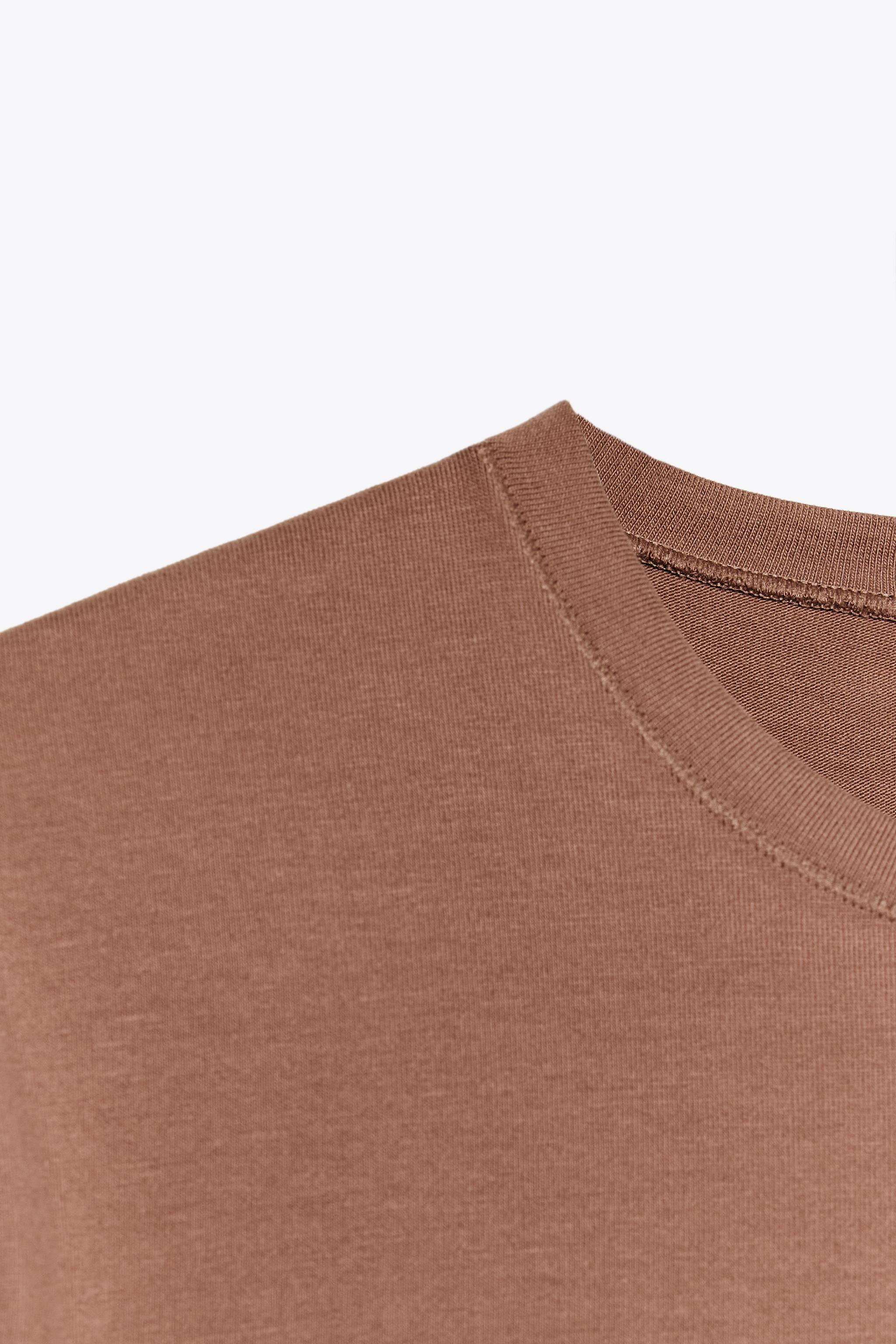 スリムフィット半袖Tシャツ - ブラウン | ZARA Japan / 日本