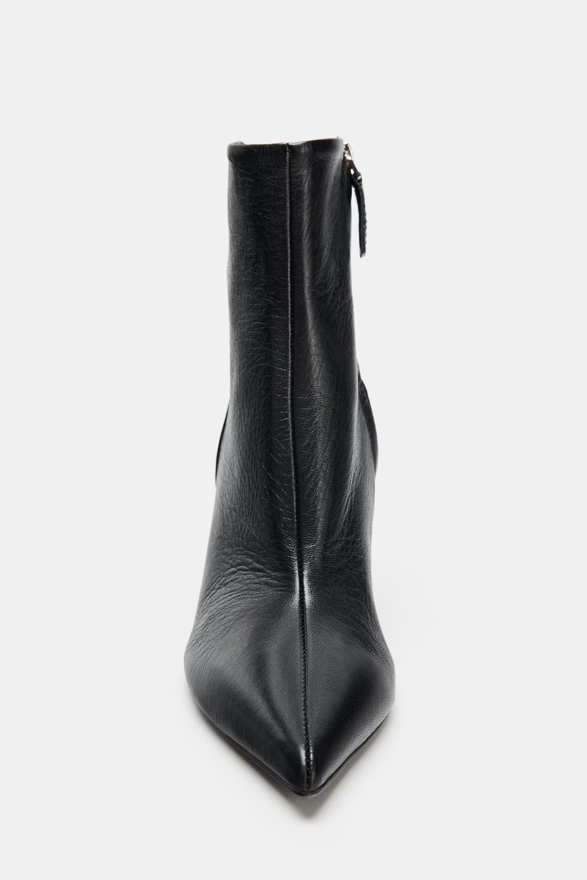 LEATHER HEELED ANKLE BOOTS - Black | ZARA United States