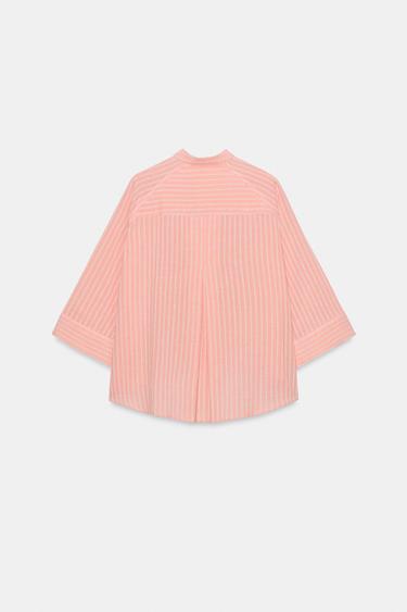 ZW COLLECTION ASYMMETRIC STRIPED SHIRT - Salmon by Zara - Image 7