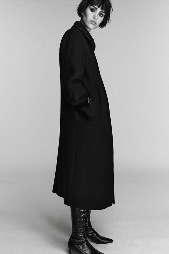 ZW COLLECTION MANTECOウール混紡コート - ブラック | ZARA Japan / 日本