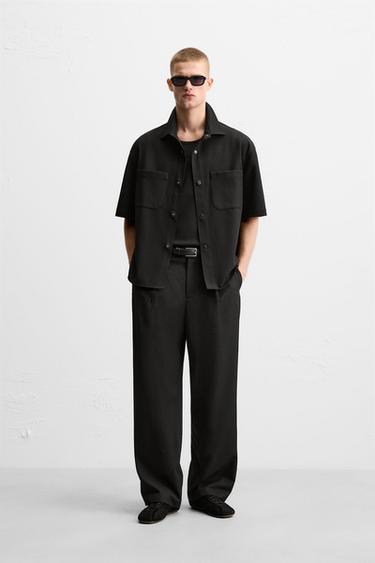Zara STRETCH OVERSHIRT - Black - Image 0