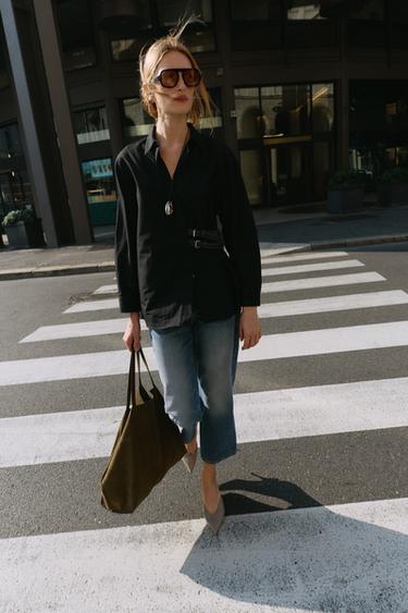 قميص بوبلين بعروات - أسود الخاص بـ Zara - صورة 0