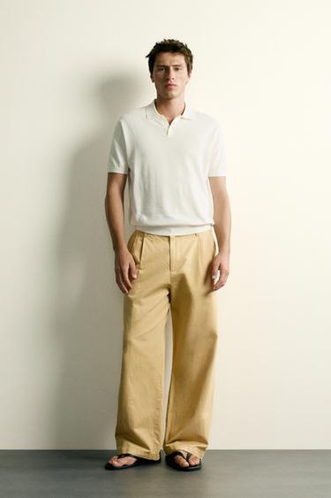 REGULAR FIT KNIT POLO SHIRT - Ecru by Zara
