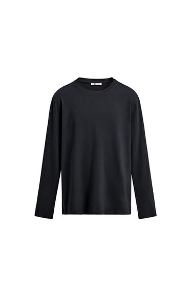 BLUZË SLIM FIT BAZIKE - Blu marinari nga Zara