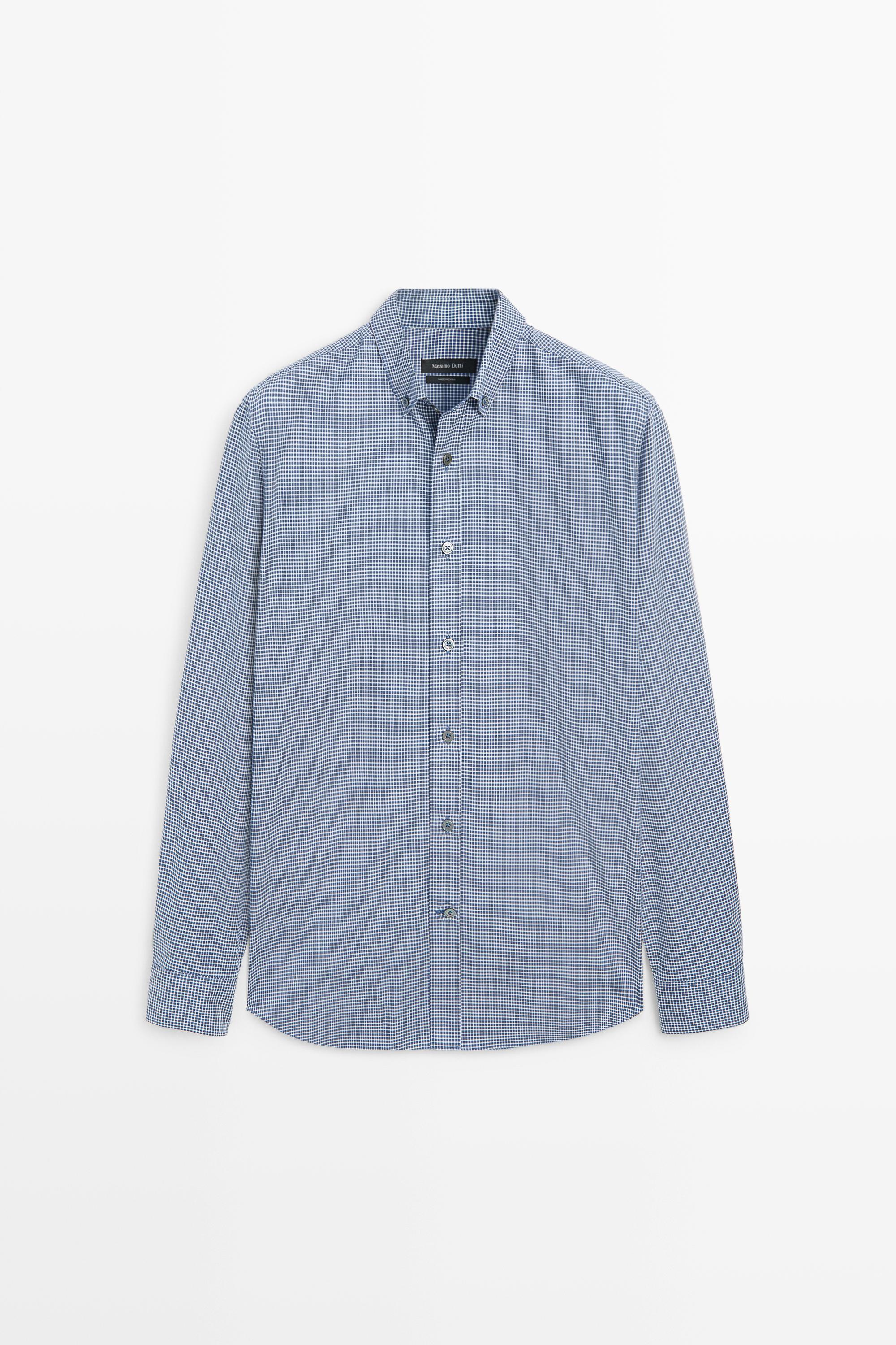Regular fit micro-check shirt