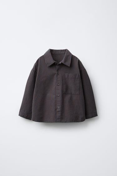 GINGHAM CHECK SHIRT - Brown-Blue by Zara