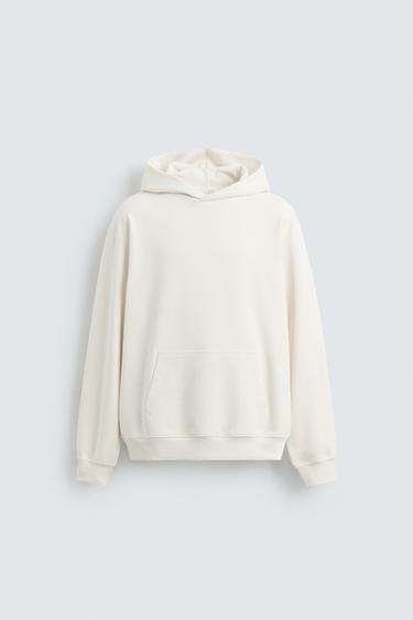 SUDADERA CAPUCHA BÁSICA - Blanco roto de Zara