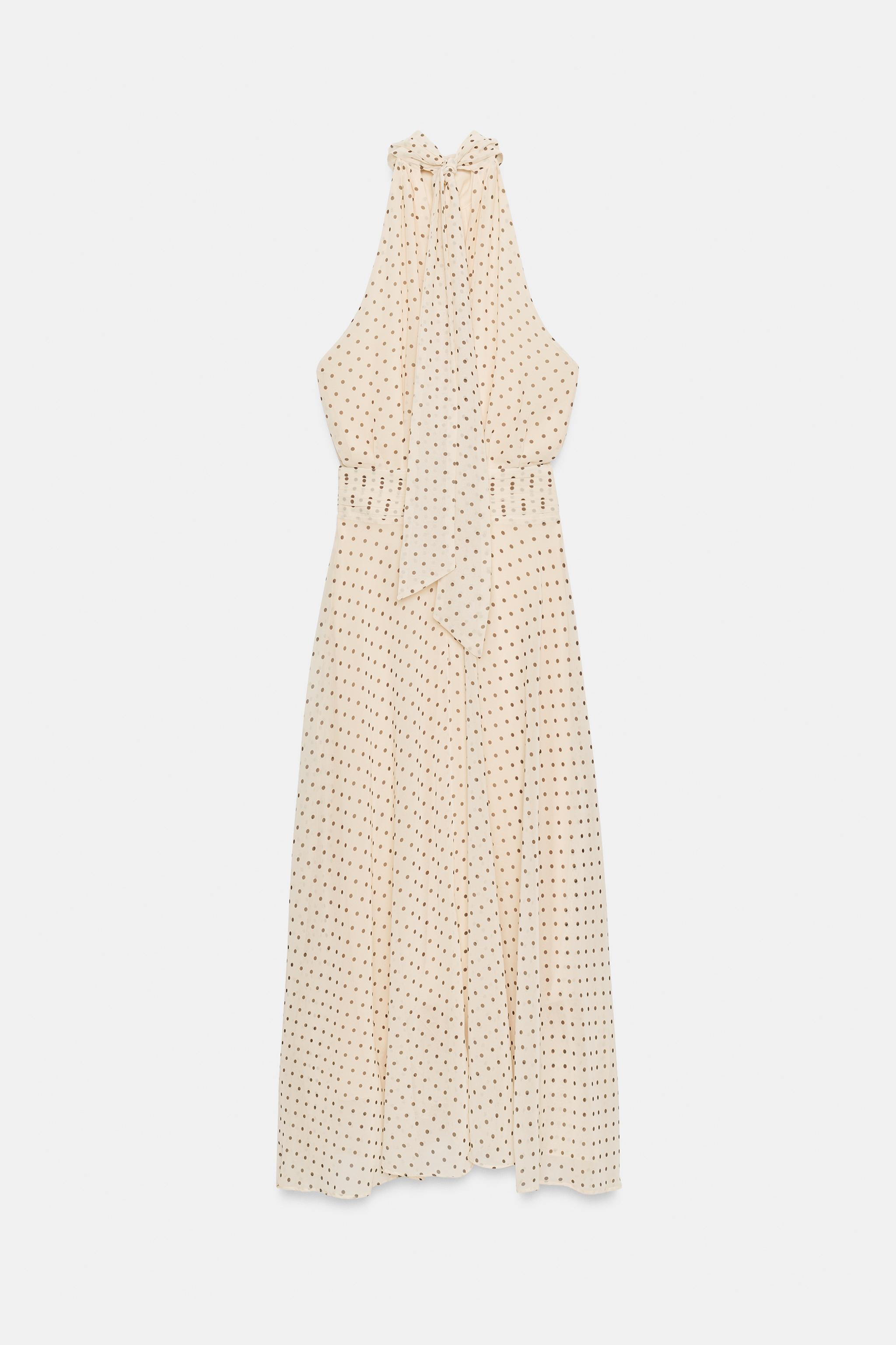 Женские платья Zara POLKA DOT HALTER MIDI DRESS — фото 9