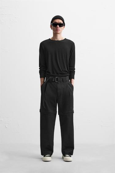 DETACHABLE BELTED TROUSERS - Black by Zara - Image 0