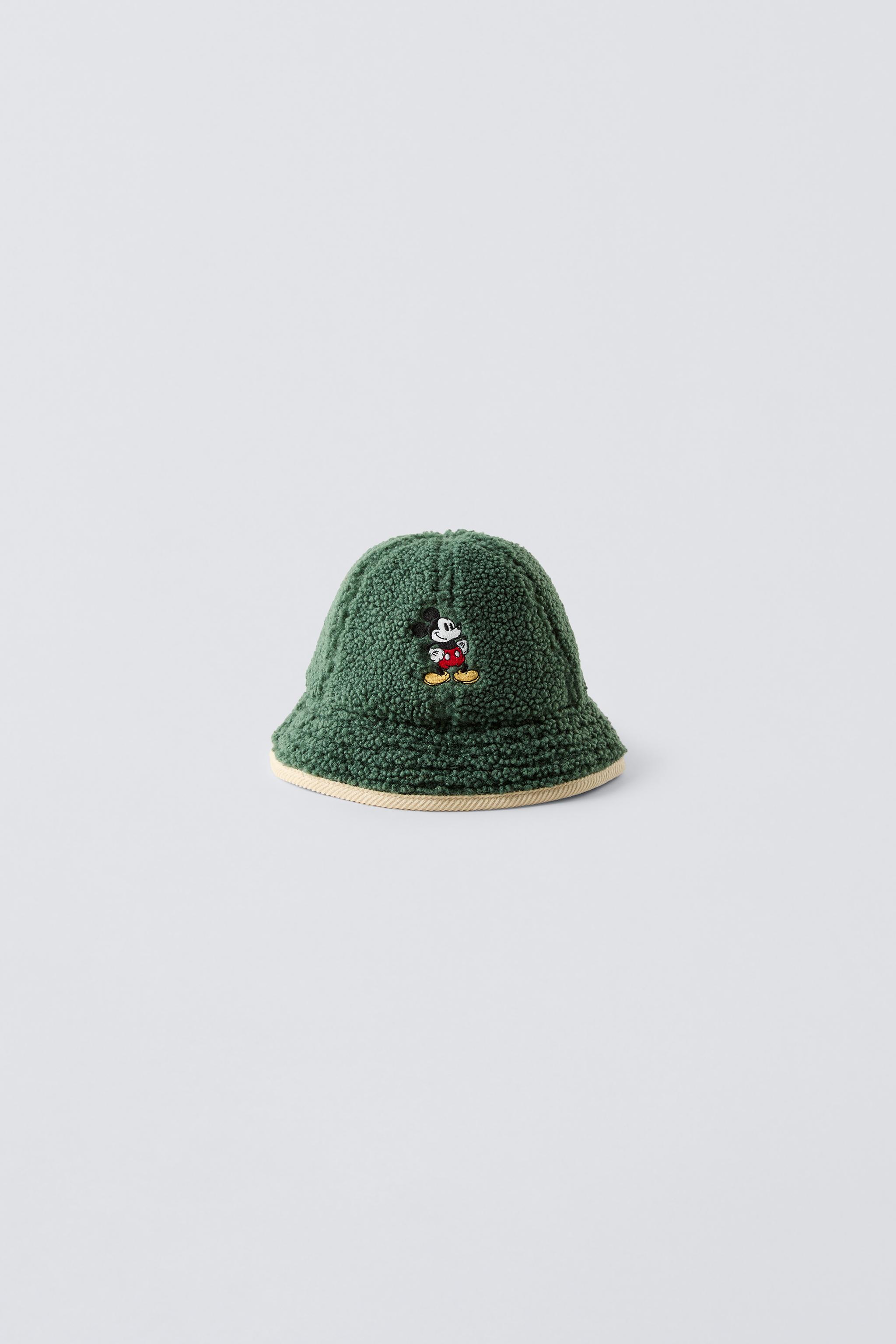 MICKEY MOUSE DISNEY FAUX SHEARLING BUCKET HAT Green ZARA United Kingdom