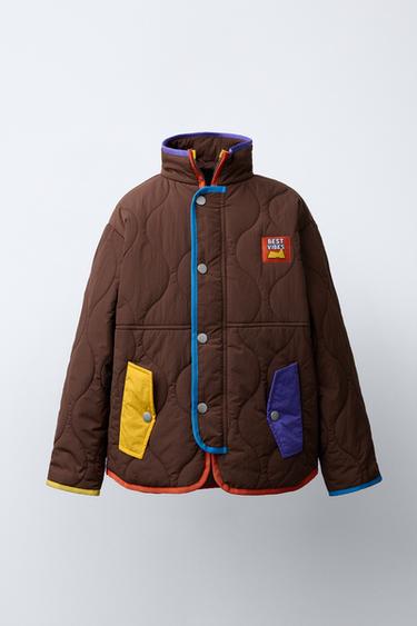 Zara 撞色細節外套 - 棕色